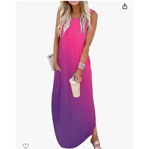 Rainbow Graphics Summer Maxi Dress W/Pockets  (Size L)